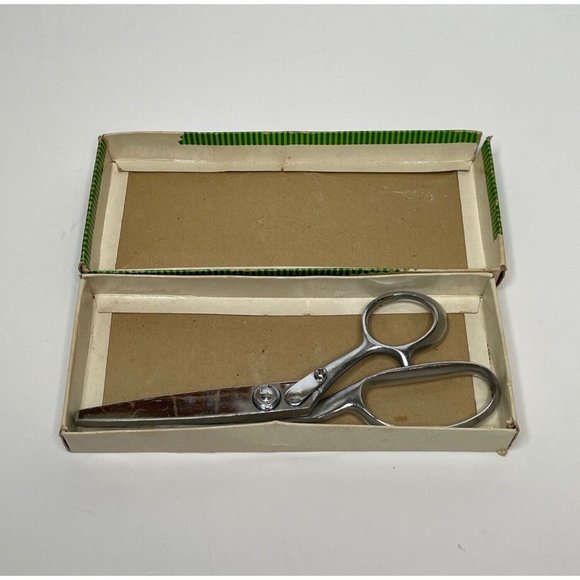 Vintage Royal Supreme Pinking Shears Original Box Chrome Plated Ball Bearing - Picture 4 of 7